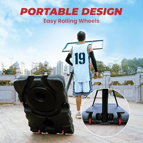IGL Portable Basketball Hoop, 5.6-10FT Adjustable Basketball Goal System, 44 Inch Outdoor Basketball Hoop & Goals for Kids, Youth, and Adults in The Backyard, Driveway with PC Backboard (Black) - Image 5