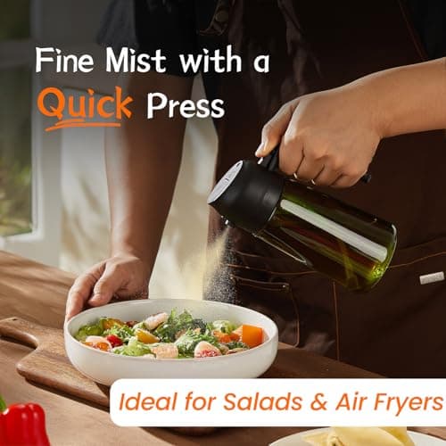 TrendPlain - Original 16oz/470ml Olive Oil Dispenser Bottle for Kitchen Gadgets and Air Fryer Accessories - Olive Oil Sprayer for Cooking w/Stickers - Black - Image 4