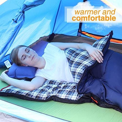 REDCAMP Outdoors Cotton Flannel Sleeping bag for Camping Hiking Climbing Backpacking, 3-season Trip Warm S Envelope Sleeping Bags 75 by 33 Inches (Navy Blue with 2lbs Filling) - Image 6