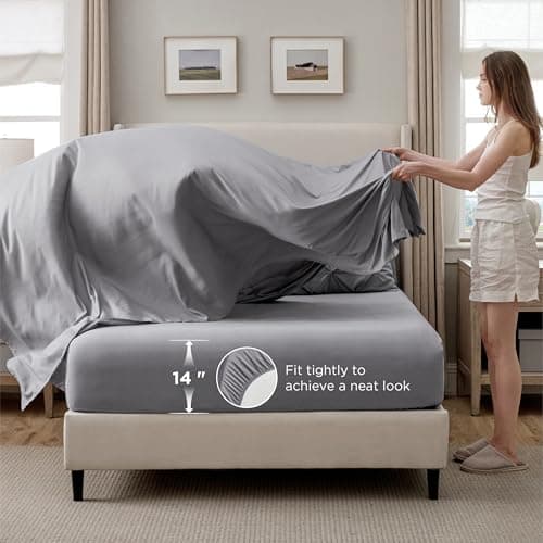 Bedsure Queen Comforter Set Grey - Bed in a Bag Queen Size 7 Pieces, GentleSoft™ Pintuck Bed Set Gift for Family, Pinch Pleat All Season Comforter with Sheets, Pillowcases & Shams - Image 6