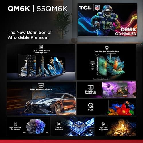 TCL 55-Inch Class QM6K Series QD-Mini LED 4K UHD Google Smart TV Best Value Mini-LED TV - QLED, 144hz, 240hz Gaming Rate, High Contrast Screen, Onkyo Audio, Dolby Atmos (55QM6K, 2025 Model) - Image 4