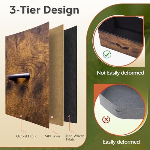 WLIVE 9-Drawer Dresser, Fabric Storage Tower for Bedroom, Hallway, Entryway, Closet, Tall Chest Organizer Unit with Fabric Bins, Steel Frame, Wood Top, Easy Pull Handle, Rustic Brown Wood Grain Print - Image 5