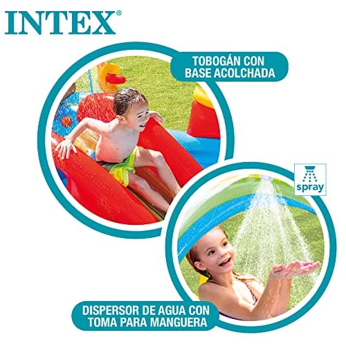 INTEX Rainbow Ring Inflatable Kiddie Pool: Inflatable Kids Pool with Water Sprayer and Slide – Splash Pad – Kids Playhouse – 117" x 76" x 53" – Ages 2+ - Image 3
