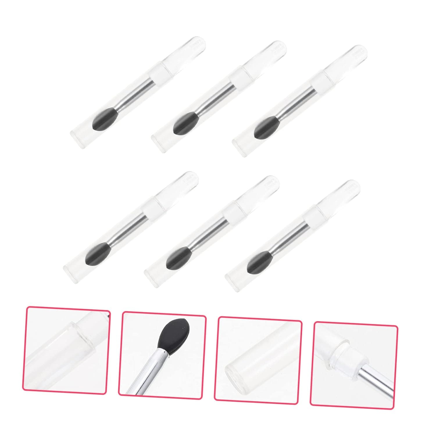 12pcs Silicone Facial Brush Bulk Makeup Brushes for Eyeshadow Non-stick Applicator Sponge 6.5x0.8cmx2pcs Blackx2pcs - Image 7