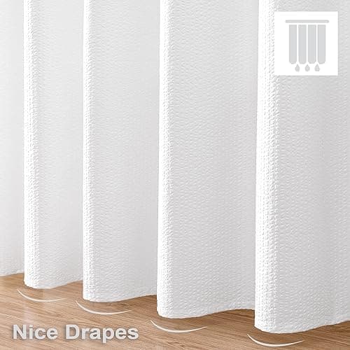 OVZME Berry White Shower Curtain, Embossed Textured Fabric Shower Curtain for Bathroom - Soft Cloth & Hotel Spa Luxury, Water Repellent, Machine Washable Shower Curtain, 72X72, White - Image 8