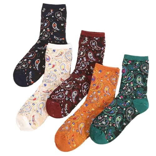 Benefeet Sox Paisley Patterned Crew Socks for Women Girls Fun Retro Novelty Graphic Design Dress Socks Colorful Casual Sock Gifts (5 Pack Paisley) - Image 9