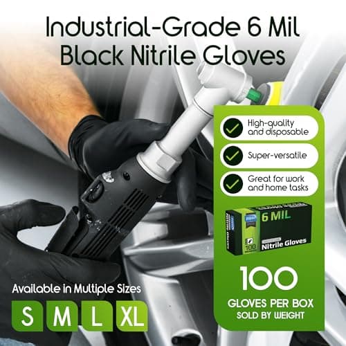 Inspire Black Nitrile Gloves HEAVY DUTY 6 Mil Nitrile Chemical Resistant Medical Cooking Cleaning Disposable Black Gloves - Image 2
