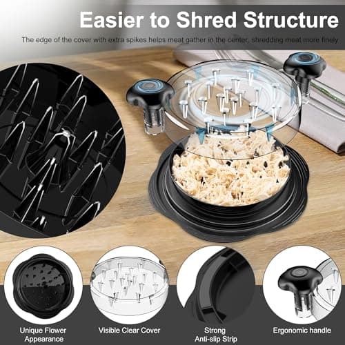 SURETIVIAN Chicken Shredder Large Chicken Breast Shredder Tool Twist with Brush&Fork, Visible Meat Shredder Machine, Strong Anti-Slip Strip, Ergonomic Handle, BPA Free, Suitable for Pork Beef Chicken - Image 3