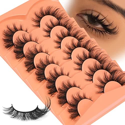 False Eyelashes Wispy Lashes Natural Look Fake Eyelashes Cat Eye Lashes Mink Fluffy Strip False Lashes Fox Eye Lashes Pack 7 Pairs ALICROWN - Image 7