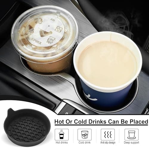 SINGARO Car Cup Holder Coaster, Silicone Cup Holder Insert, Universal Non-Slip Cup Holders, Car Accessories Interior for Women and Man Interior Sets 4 Pack Black - Image 5