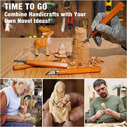 Wood Carving Kit, 23pcs Wood Carving Tools with 4 Wood Carving Knives 5 Detail Knives 9 Blocks, Whittling Kit DIY Hobbies for Adults - Image 7