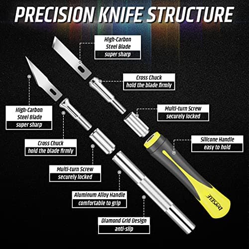 DIYSELF 16-Piece Craft Knife Set, Exacto Knife Set, 3-Piece Hobby Knife with 10-Piece Exacto Knife Blades, Precision Art Knife for Pumpkin Carving, Modeling, Exactly Knife, Pumpkin Carving Tools - Image 3