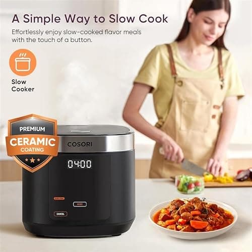 COSORI Rice Cooker 10 Cup, 24h Keep Warm, Non-stick Ceramic Inner Pot, 18 Functions Fuzzy Logic Rice Maker with Stainless Steel Steamer Basket, Sauté, Slow Cooker, Black - Image 5