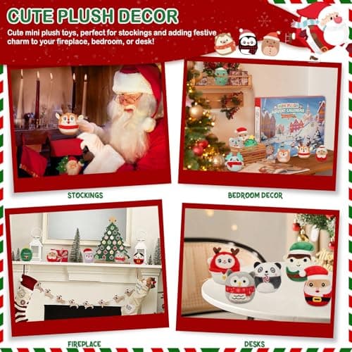 Advent Calendar 2025 with Cute Plush Toys - 24 Days Surprise Plush Advent Calendar Contains 24 Collectible 3.15in Kawaii Squishy Plushies, Soft Mini Stuffed Animal Christmas Gift for Kids Teen Boys Girls Adult - Image 4