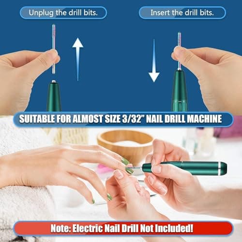 Depvko 21pcs Nail Drill Bits Sets, 3/32 Inch Cuticle Electric Nail File and Ceramic Acrylic Gel Nail Bit Kit, Acrylic Nail Art Tools, Carbide Remover Bits for Manicure Pedicure, Home Salon - Image 4