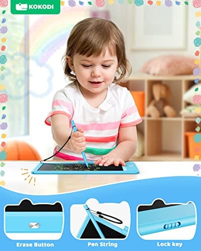 KOKODI LCD Writing Tablet, Valentines Day Gifts for Kids，10 Inch Colorful Toddler Doodle Board Drawing Tablet, Erasable Reusable Electronic Drawing Pads, Educational and Learning Toys for Kids - Image 4