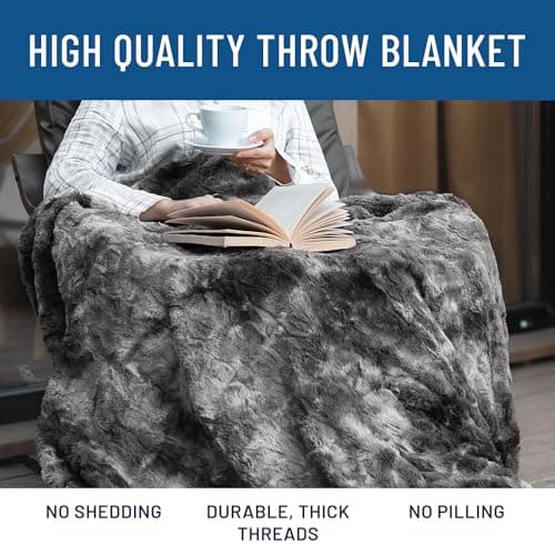 Everlasting Comfort Soft & Comfortable Gray Faux Fur Throw Blanket for Couch - (50"x65") Minky & Fluffy Fall Blankets & Throws, Plush Fuzzy Cover for Bed, Sofa & Living Room - Cozy Home Decor - Image 4