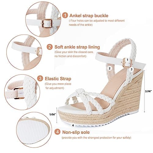 mikarka Espadrille Wedge Sandals for Women Braided Knot Ankle Strap Open Toe Platform Sandals - Image 2