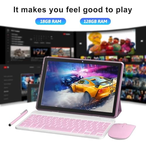 Android 15 Tablet, 10 Inch 18GB RAM+128GB ROM/ 2TB Expandable Tablet PC, Quad-core 2.0GHz Processor, 1280*800 10" HD Touch Screen, 2.4G/5G WiFi 6 BT 5.0, 2 in 1 Tablets with Keyboard Case Mouse Stylus - Image 3