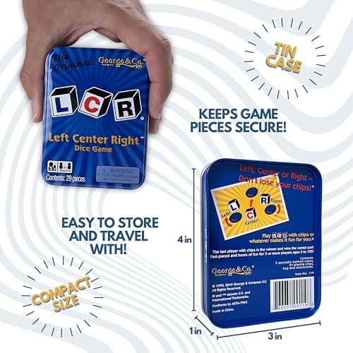 LCR® Left Center Right™ Dice Game - Blue Tin - Image 4