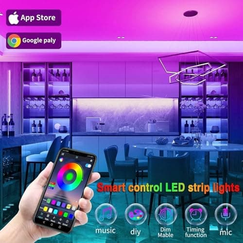 Tenmiro Led Lights for Bedroom 100ft (2 Rolls of 50ft) Music Sync Color Changing Strip Lights with Remote and App Control RGB Strip, for Room Home Party Decoration - Image 3