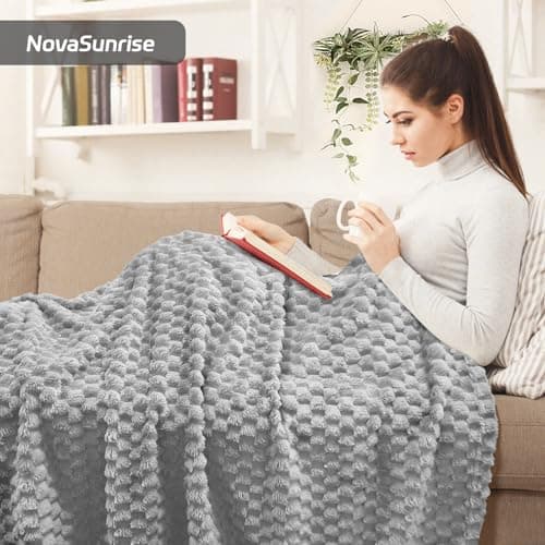 6 Pcs Flannel Throw Blanket Bulk 50 x 60 Inch - 240 GSM Turtle Velvet Jacquard Decorative Blankets Soft Lightweight Bed Throw for Sofa Pet Bed Party Outdoor Wedding Ideas Donation Homeless Gifts, Gray - Image 8