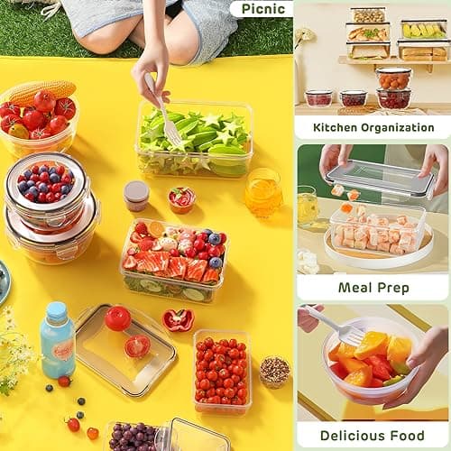 JSCARES 40 PCS Food Storage Containers with Lids Airtight (20 Lids &20 Containers) - Leakproof Meal-Prep Containers for Kitchen Storage Reusable Plastic Microwave/Dishwasher Safe with Labels & Pen - Image 7