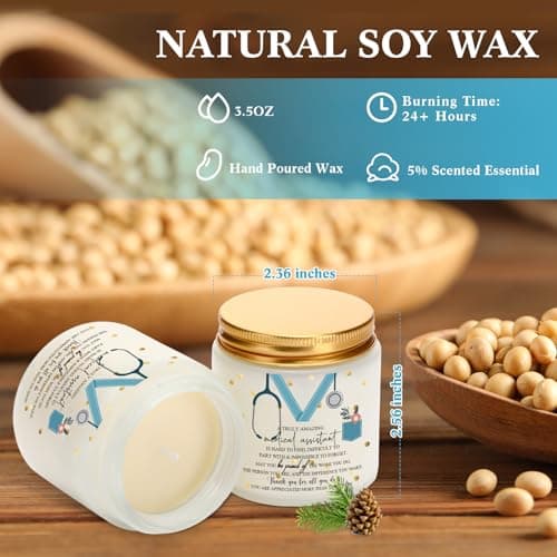 Nuanchu 4 Pcs Medical Assistant Gifts Soy Scented Candles Bulk Aromatherapy Jar 3.5 oz Soy Wax 4 Styles Scented Candles Presents for Women Nurse Week Thanksgiving Christmas Birthday - Image 2
