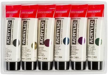 Amsterdam Acrylic Standard Series Paint Set 6x20ml, Pearl - Image 3