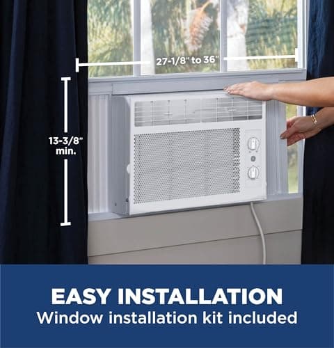 GE Window Air Conditioner Unit, 5,000 BTU for Small Rooms up to 150 sq ft. with Manual Adjustable Fan and Cooling Settings, Perfect for Small Bedroom or Living Room, Easy Install Kit Included, White - Image 3