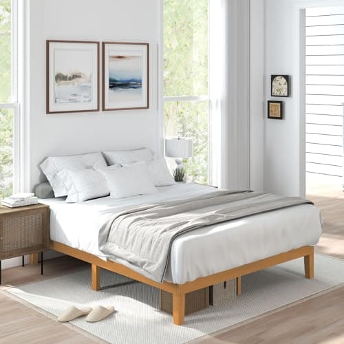 Sweetcrispy Solid Wood Bed Frame, Full Size Bed Base with Wood Slat Support, Sturdy, Stylish & Noise-Free Design, No Box Spring Needed, Easy Assembly, 12 in Natural Pine - Image 6