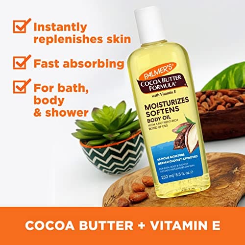 Palmer's Cocoa Butter Moisturizing Body Oil with Vitamin E, Radiant Looking Glow and Skin Hydration, Instant Absorption, Bath, Body and Shower, 8.5 Ounces - Image 2