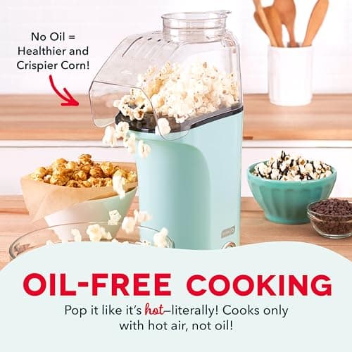 DASH Hot Air Popcorn Popper Maker with Measuring Cup to Portion Popping Corn Kernels + Melt Butter, 16 Cups - Aqua - Image 2