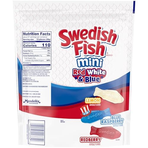 SWEDISH FISH Mini Red, White & Blue Soft & Chewy Candy, Bulk Candy, 1.8 lb - Image 12