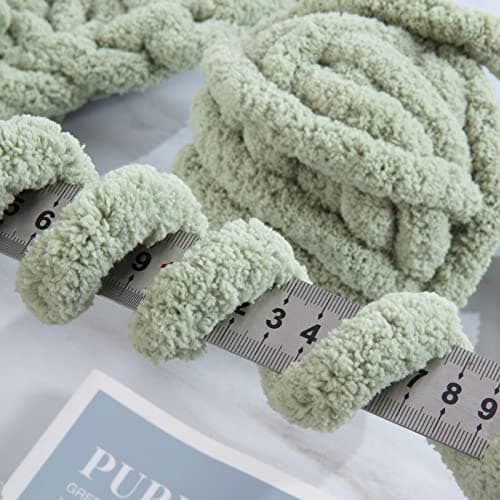 HOMBYS 8 Pack Assorted Chunky Yarn for Crocheting,Super Bulky Large Soft Fluffy Yarn,Plush Fuzzy Yarn,Thick Chenille Yarn for Hand Knitting/Arm Knitting,4 White & 4 Sage Green(27yds,8 oz Each Skein) - Image 5