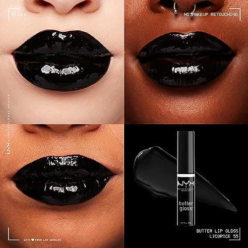 NYX PROFESSIONAL MAKEUP Butter Gloss, Non-Sticky Lip Gloss - Licorice (Black) - Image 3