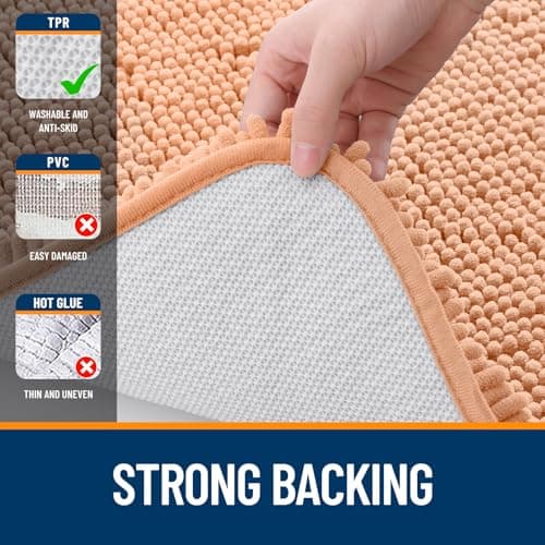 OLANLY Bathroom Rugs 30x20, Extra Soft Absorbent Chenille Bath Rugs, Rubber Backing Quick Dry, Machine Washable Bath Mats for Bathroom Floor, Tub and Shower, Home Decor Accessories, Peach - Image 6
