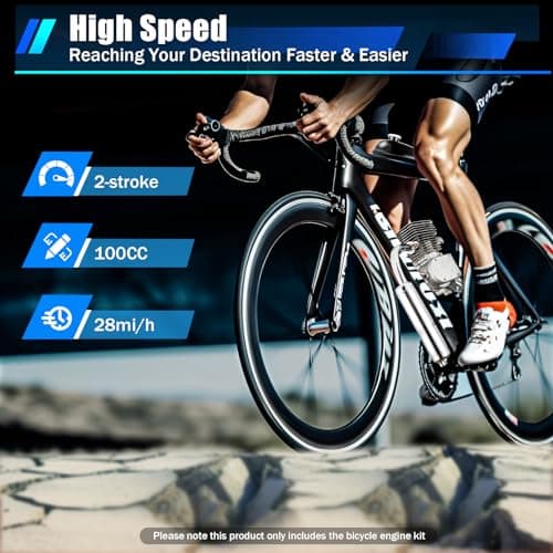 LIYUANJUN 100CC Bicycle Engine Kit, 2 Stroke Gas Powered Bike Motor Conversion Kit Gas Motorized Motor Bike Motor Cycle Full Set Carburetor Assembly CDI Ignition Exhaust Muffler Fuel Tank (with Valve) - Image 2
