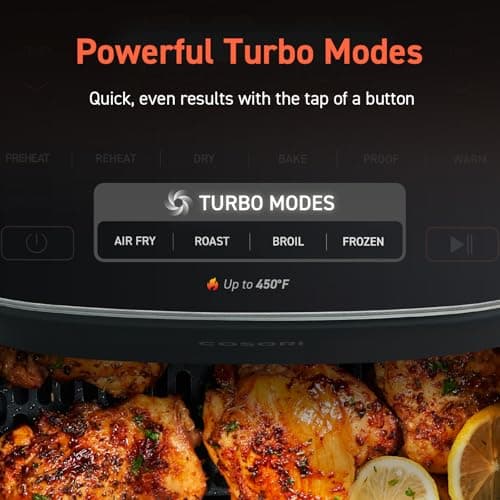 COSORI Air Fryer 9-in-1, Compact & Large 6-Qt, Fast Turbo Modes, 90–450°F Precise Heat for Even Results, Up to 95% Less Oil*, Roast, Bake, Dry, Reheat, Frozen, Broil, Proof, 120V, TurboBlaze, Grey - Image 2