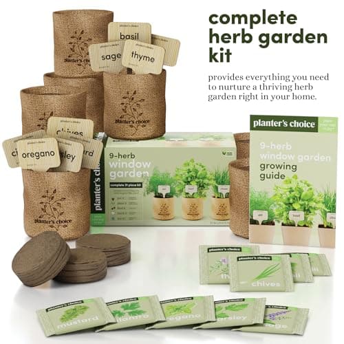 Planters' Choice 9 Herb Indoor Window Garden Kit - House Plants Seeds - Best Unique Gift Ideas for Women, Mom, Friend, Her, Birthday, Housewarming, Mother - New Home Kitchen Gifts - Live Plant Starter - Image 2