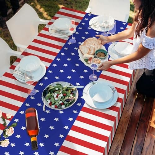 Childom 3 Pack Patriotic Tablecloth,Disposable Plastic Tablecloth 54"x108" Patriotic Decorations,Birthday Party Table Cloth for Kids,Patriotic Themed Party Supplies for Outside,Picnic,Camping,Memorial - Image 4