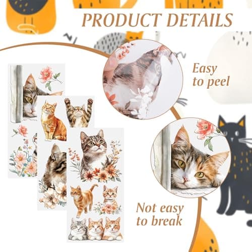 HICOHAND Rub on Transfers for Crafts, 3 Sheets Cats Theme 5.91 * 11.81in Rub on Transfers for Furniture and Crafts for Wood Farbic Glass DIY Home Office Decoration - Image 3