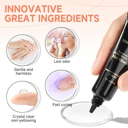 UNA GELLA Solid Nail Glue Gel 15ml Lamp Curing Needed Solid Soak Off U V/LED Lamp Required Super Strong Glue For Fake Acrylic Soft Gel Nail Tips Press On Nails Art Extension - Image 3