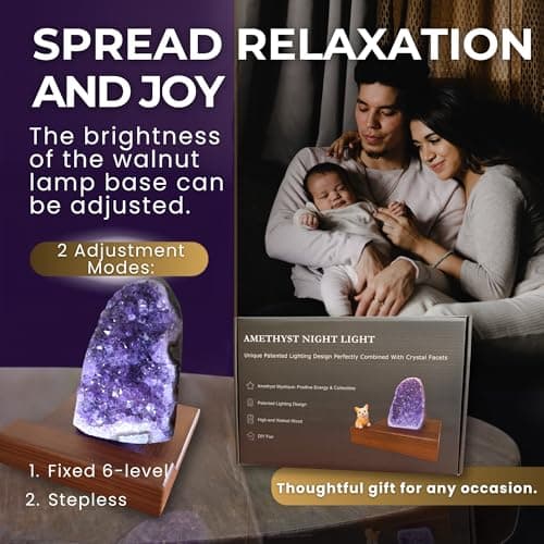 HoHpHq Natural Amethyst Calming Lamp and Healing Crystal Sleep Night Light, Real Purple Crystal Rock Lamp, Quartz Stones for Home Décor,Chakra,Meditation,Unique Gift (Medium-Light Purple-Shine Peak) - Image 4
