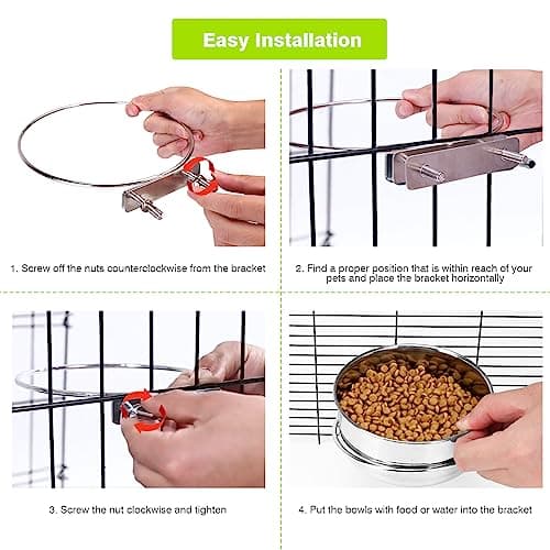 2 Pcs Small Pet Dog Food Water Bowl for Cage Stainless Steel Non-Spill Kennel Hanging Cats Pets Bowls with Clamp Holder Crate Feeder Dish for Small Dogs Pets (4.7x1.9'' & 3.9x1.7'') - Image 6