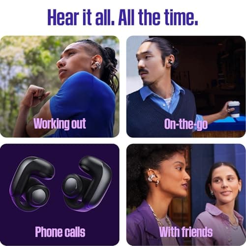 Bose Ultra Open Bluetooth Earbuds, True Wireless Earbuds with OpenAudio for Awareness, Clip On Design for Comfort, Immersive Audio, Up to 48 Hrs of Playtime, Black - Image 4