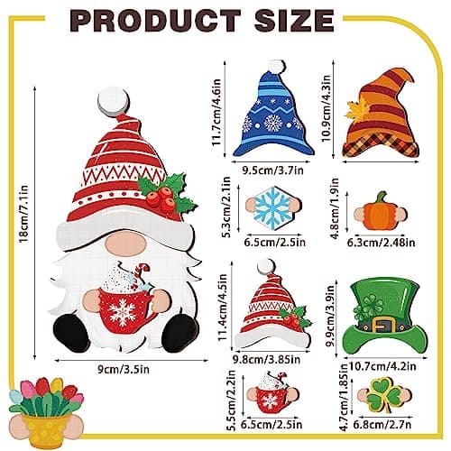Blulu Interchangeable Wooden Gnome Decor DIY Holiday Seasonal Fall Gnomes Halloween Tiered Tray Decoration with Magnet Pieces Halloween Welcome Sign for Holiday Decorations(Cute) - Image 3