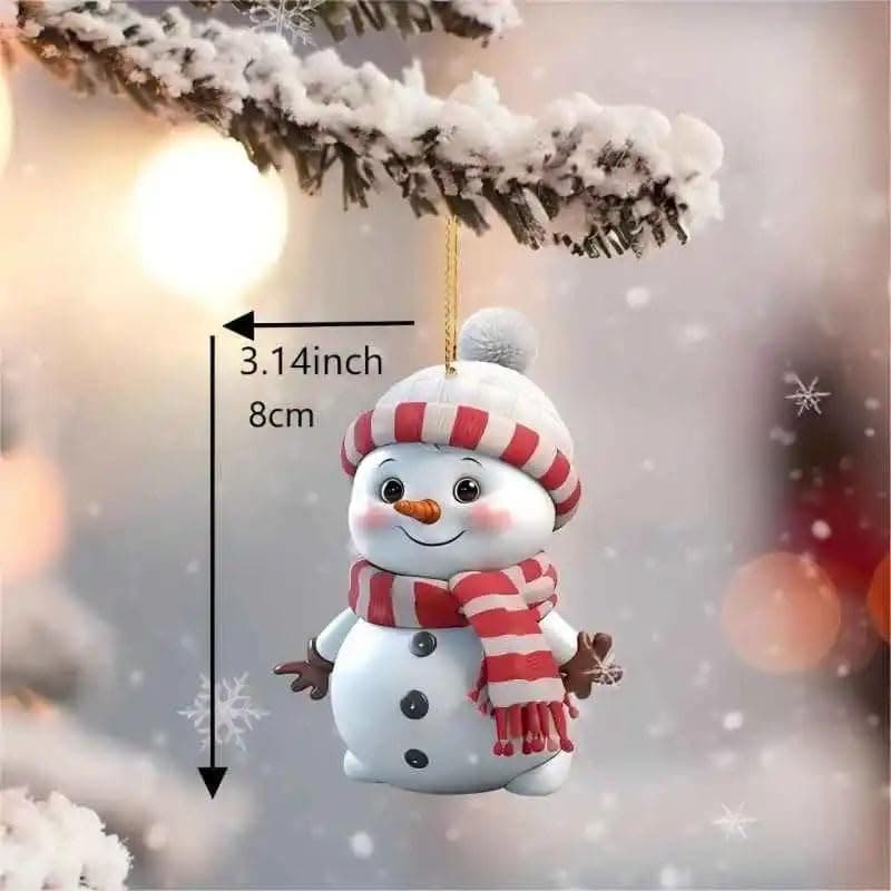 Christmas Ornaments Cute 2D Snowman Acrylic Ornaments for Christmas Tree Decorations White Snowman with Hat Christmas Hanging Ornament Ornament Hanging Decorations for Christmas Tree Decor 5pcs Acrylic Snowman Set - Image 5