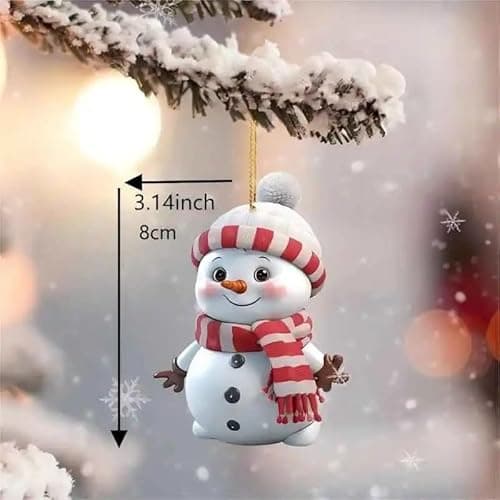 Christmas Ornaments Cute Snowman Acrylic Ornaments for Christmas Tree Decorations White Snowman with Hat Christmas Hanging Ornament Ornament Hanging Decorations for Christmas Tree Decor 5pcs - Image 4