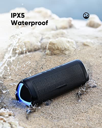Bluetooth Speaker with HD Sound, Portable Wireless, IPX5 Waterproof, Up to 20H Playtime, TWS Pairing, BT5.3, for Home/Party/Outdoor/Beach, Stocking Stuffers, White Elephant Gifts for Adults (Black) - Image 7